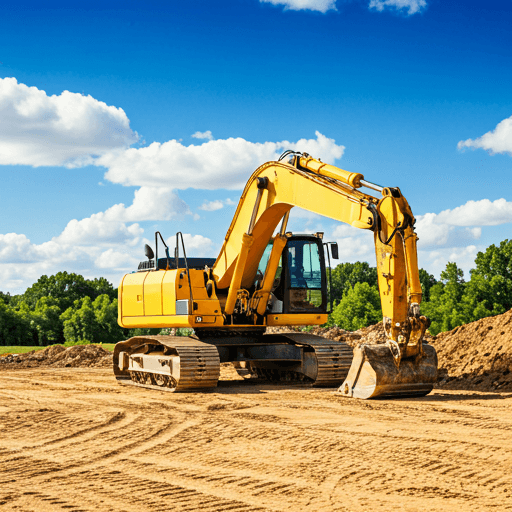 Heavy yellow excavator machinery on a construction site